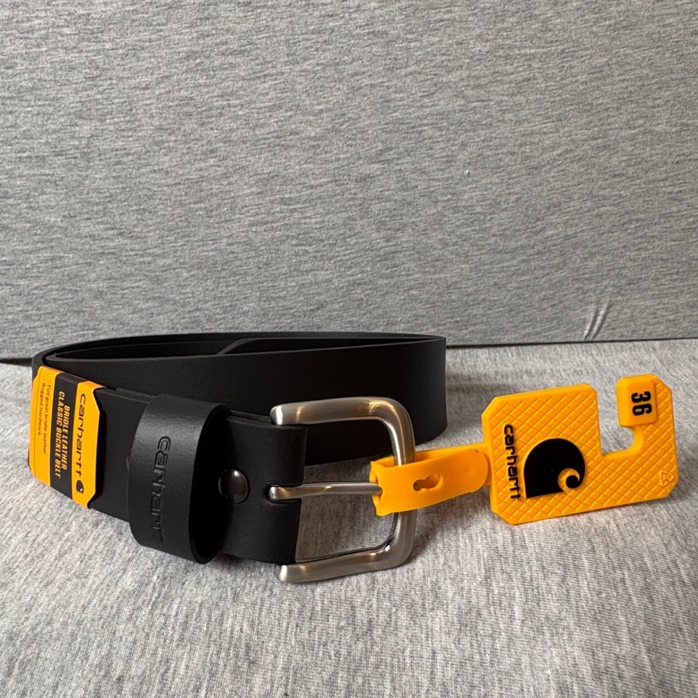Carhartt Mens Black Bridle Leather Classic Buckle Belt WB5509-M Size 36 NEW